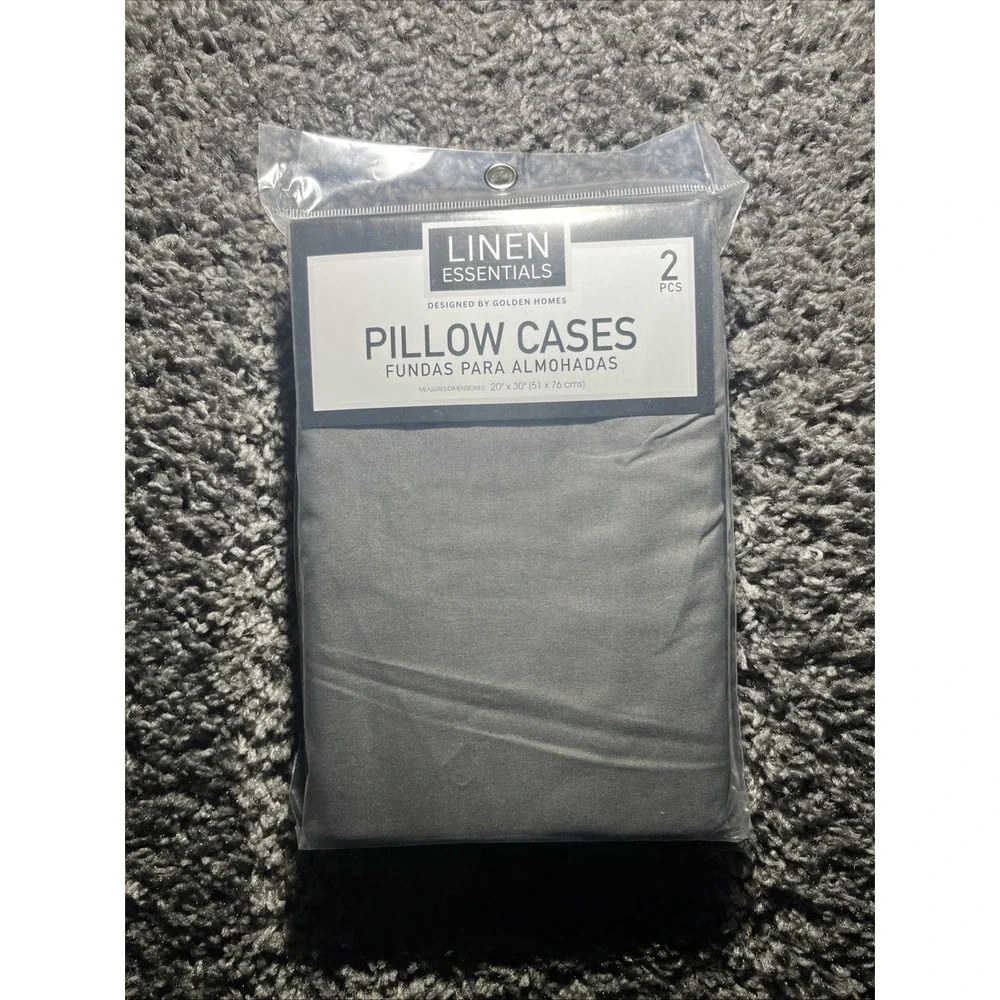 Linen Essentials, Two Piece Pillowcases Grey Queen 20‎ X 30